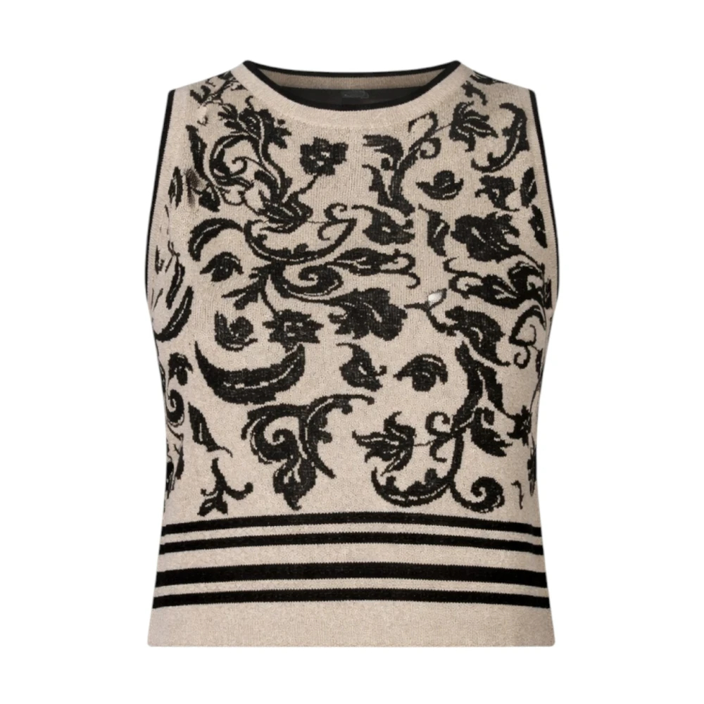 Liu Jo Damen Beige - Viskose-Jacquard-Crop-Top - Tops - L