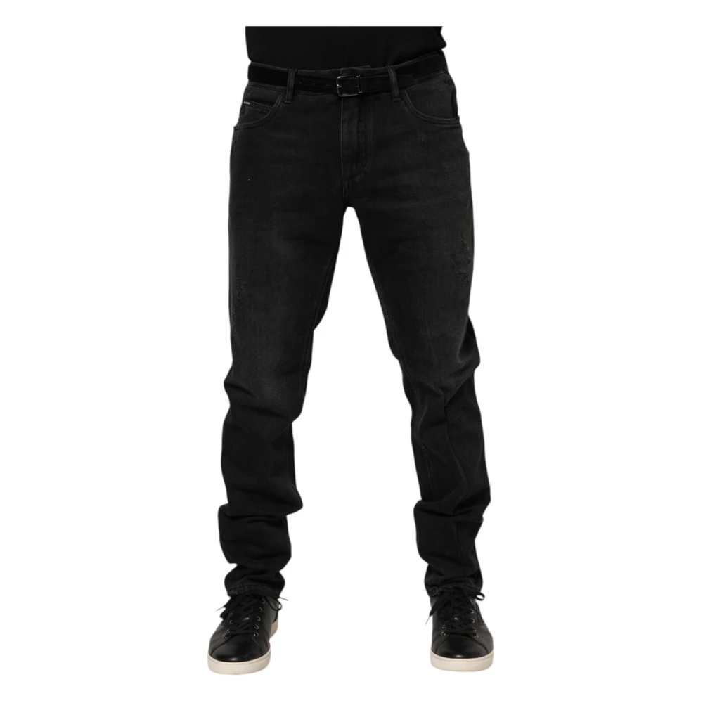 Dolce & Gabbana Herren Schwarz - E Logo Plaque Skinny Denim Jeans - Jeans - K -Xl