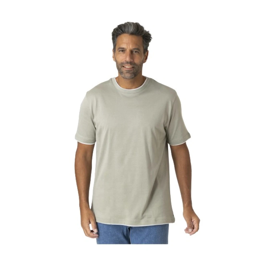 Eleventy Herren Blau - Grünes Salbei T-Shirt Mit Weißen Einsätzen - Tops - L