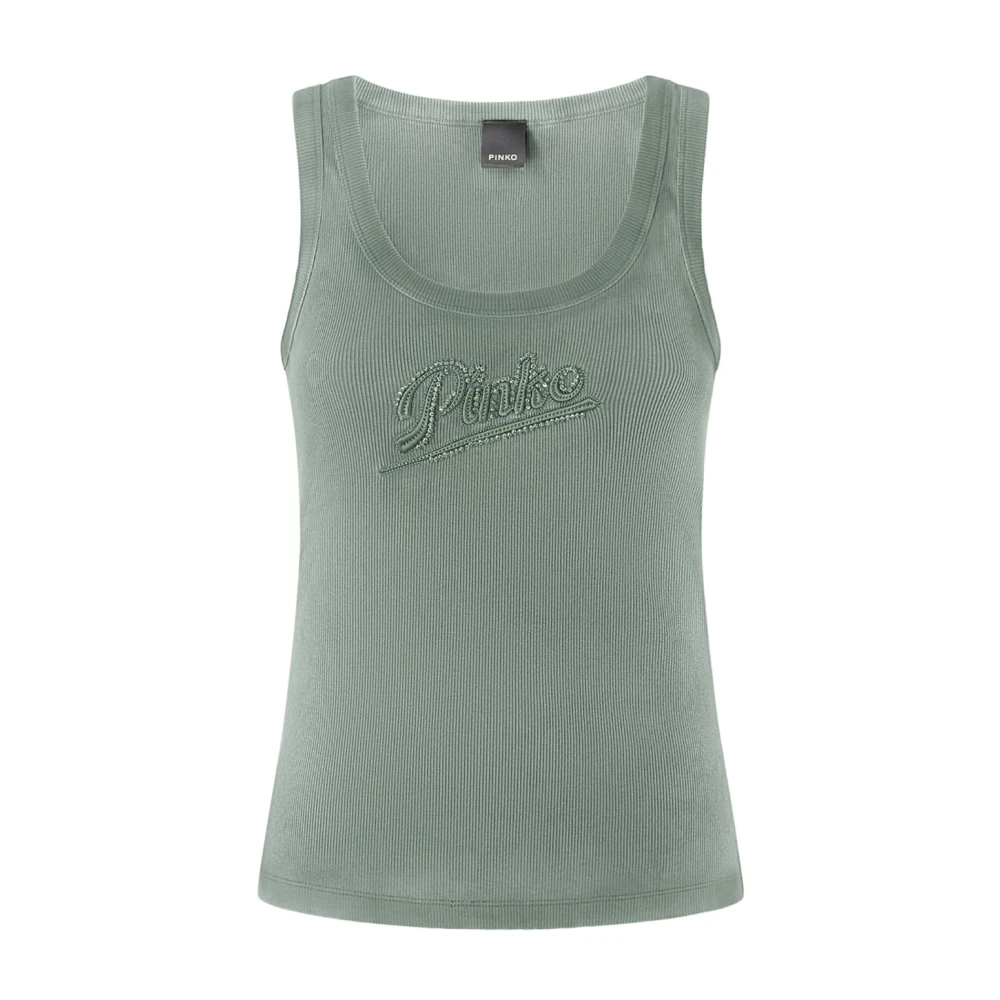 Pinko Damen Grün - Caipiroska Canotta Costina Ricamo Filo 3D - Tops - Xs