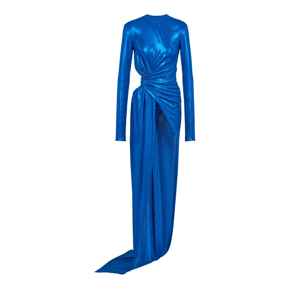 Balmain Damen Blau - Draped Jersey Lamé Kleid - Dresses - S