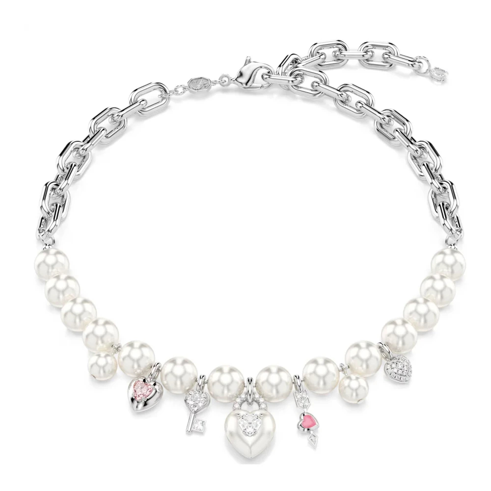 Swarovski Idyllia Halskette, Kristallperle, Verschiedene Schliffe, Rhodiniert Weiß - Bild 5