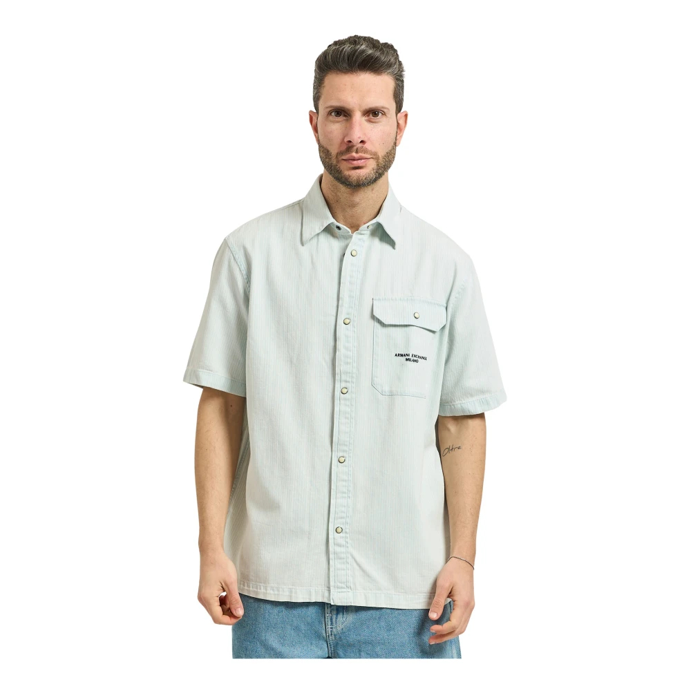 Armani Exchange Herren Blau - Cotton Shirt - Shirts - M
