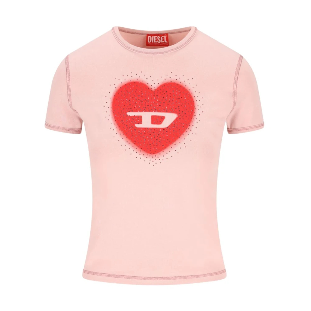 Diesel - T-Uncuties Herz-Logo T-Shirt - Tops -Damen -Rosa -S
