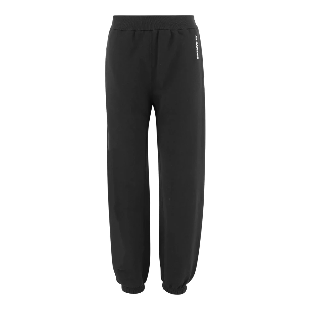 Jil Sander Damen Schwarz - Baumwollhose Mit Logo - Trousers - K - Xs