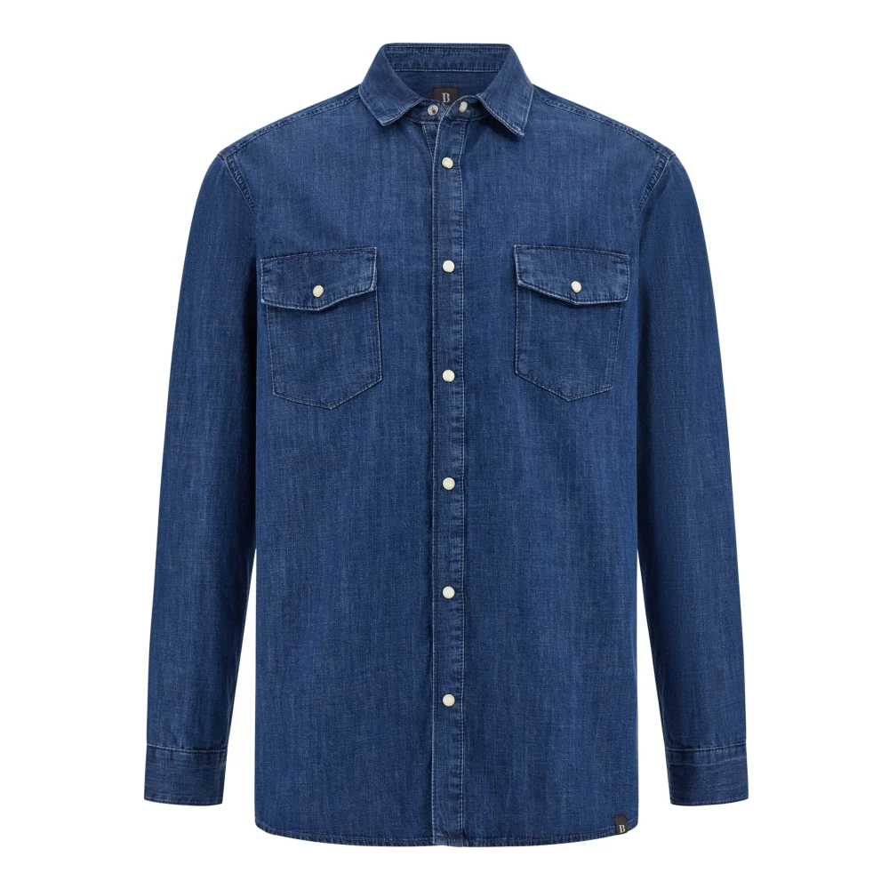 Boggi Milano Herren Blau - Cotton Denim Overshirt - Shirts - 2XL