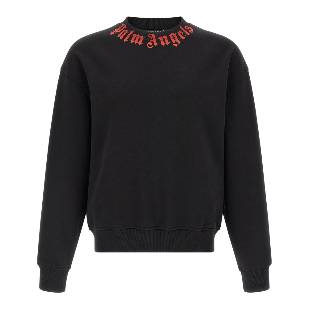 Palm Angels Herren Schwarz - Neck Logo Sweatshirt - Sweatshirts & Hoodies - K - M