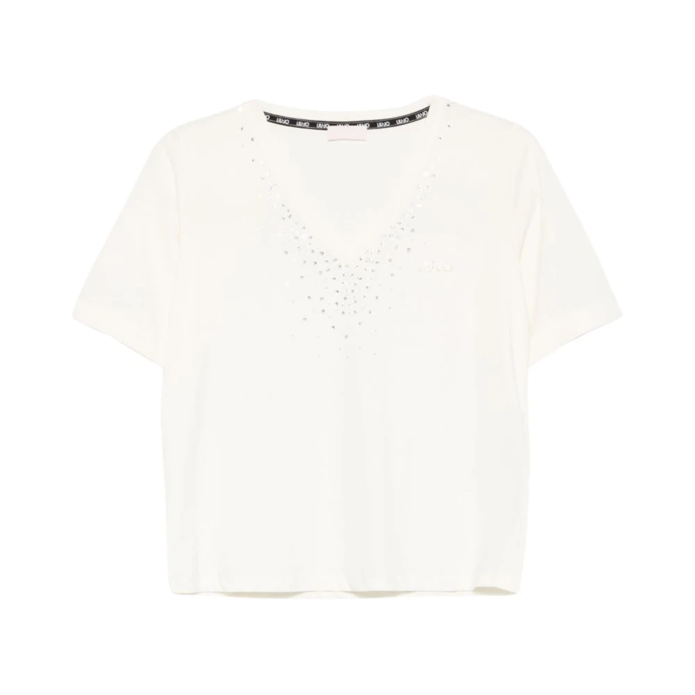 Liu Jo Damen Weiß - T-Shirt Mit Strasssteinen - Tops - Xl