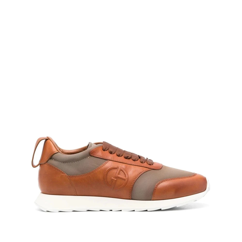 Giorgio Armani Herren Braun - Elegante Graue Ledersneaker - Shoes - 45 Eu