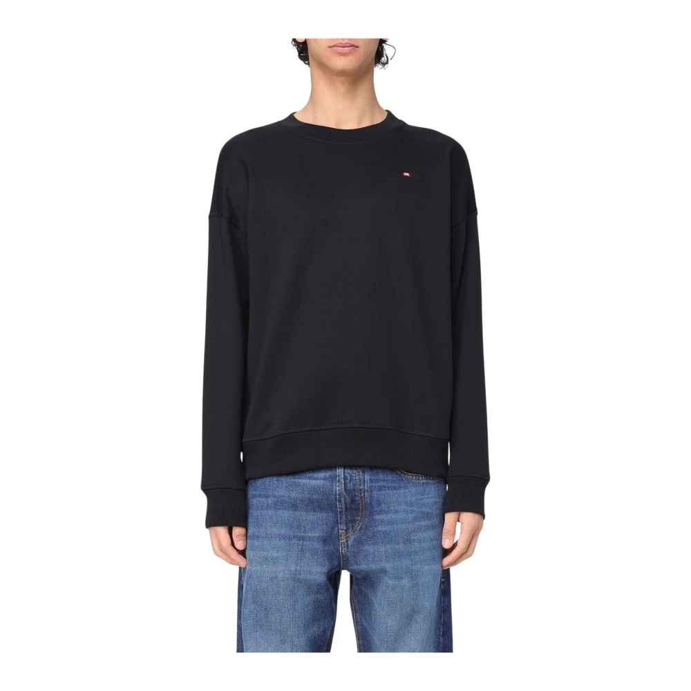 Diesel Herren Schwarz - Logo Detail Rundhals-Sweatshirt - Sweatshirts & Hoodies - K -S