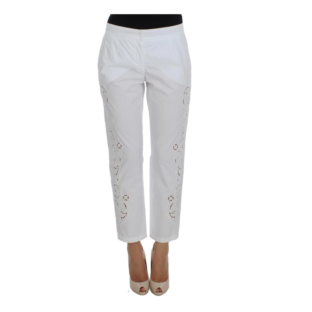 Dolce & Gabbana Damen Weiß - E Blumenausschnitt Hose - Trousers - 2XS