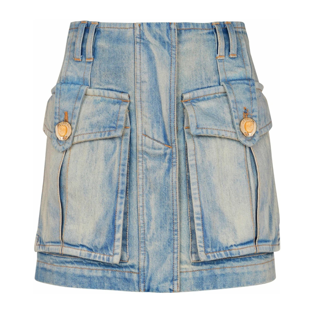 Balmain Damen Blau - Denimrock Mit Taschen - Skirts - M