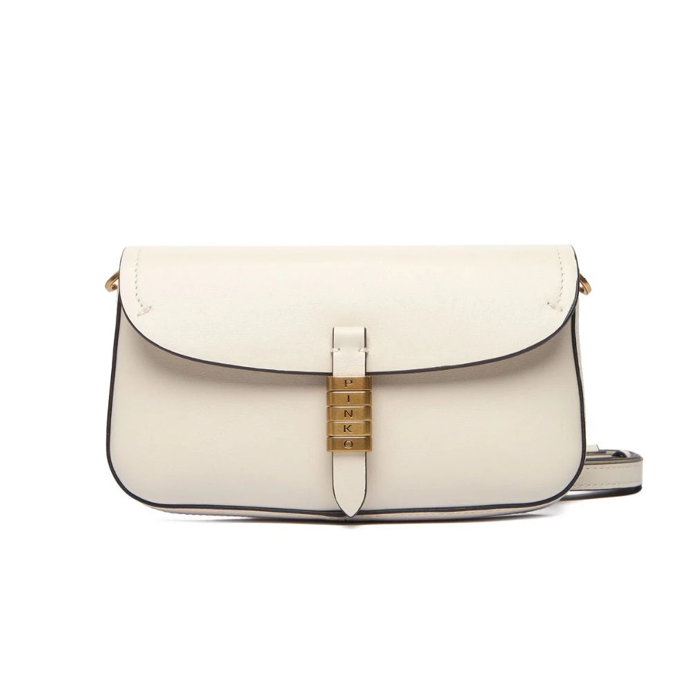 Pinko - Saddle Flat Schultertasche - Bags - Damen - Weiß - One Size