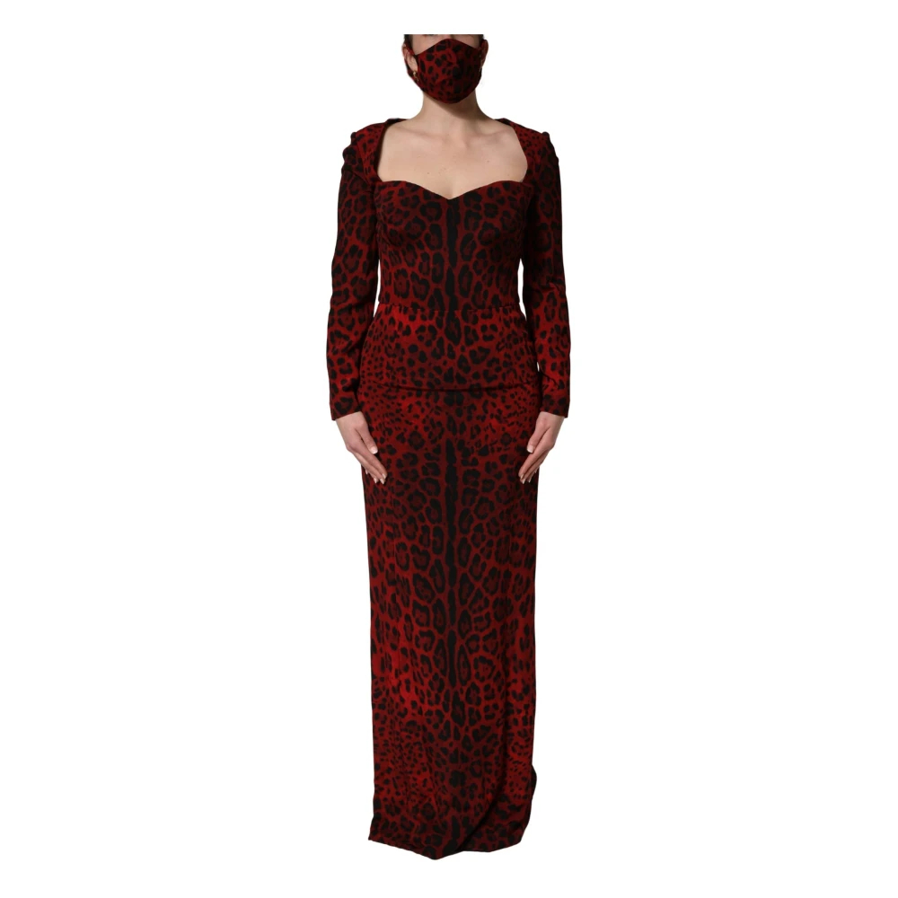 Dolce & Gabbana Damen Rot - Kleid Mit Leopardenmuster - Dresses - M