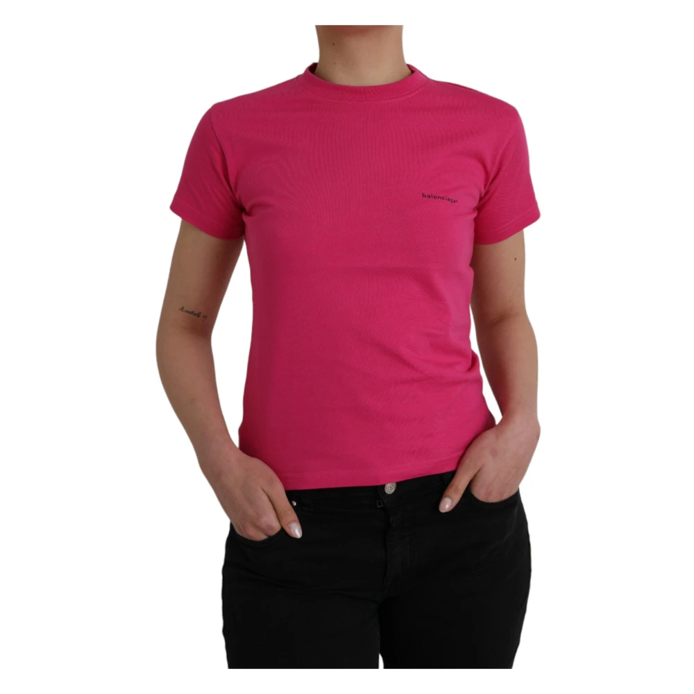 Balenciaga Logo T-Shirt Kurzarm Pink Extra Groß - Bild 3