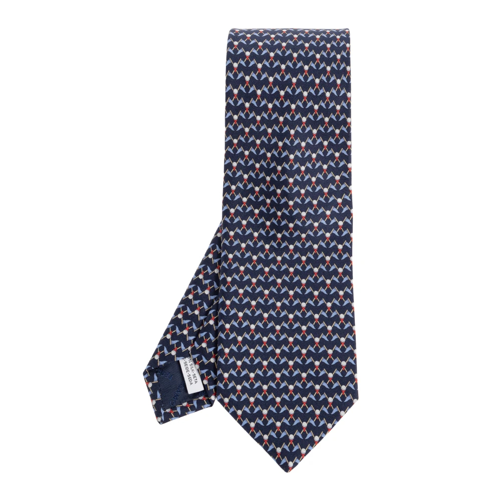 Ferragamo Herren Blau Seidenkrawatte Mit Club-Print - Bild 3