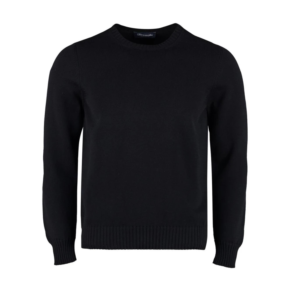 Drumohr Herren Blau - Fein Gestrickter Pullover Mit Rundhalsausschnitt - Knitwear - 2XL