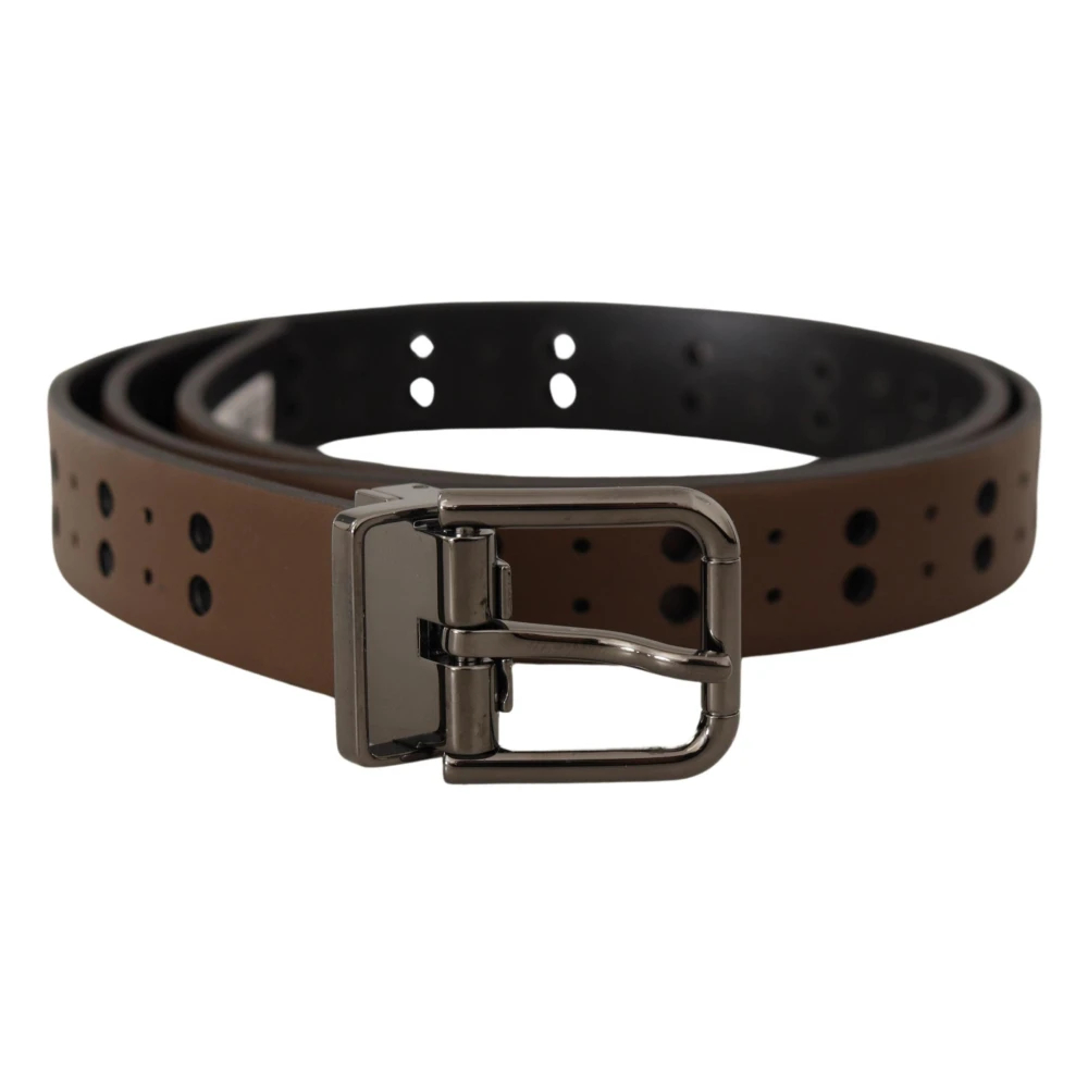 Dolce & Gabbana Herren Braun - Eleganter Ledergürtel Mit Metallschnalle - Accessories - 90 Cm
