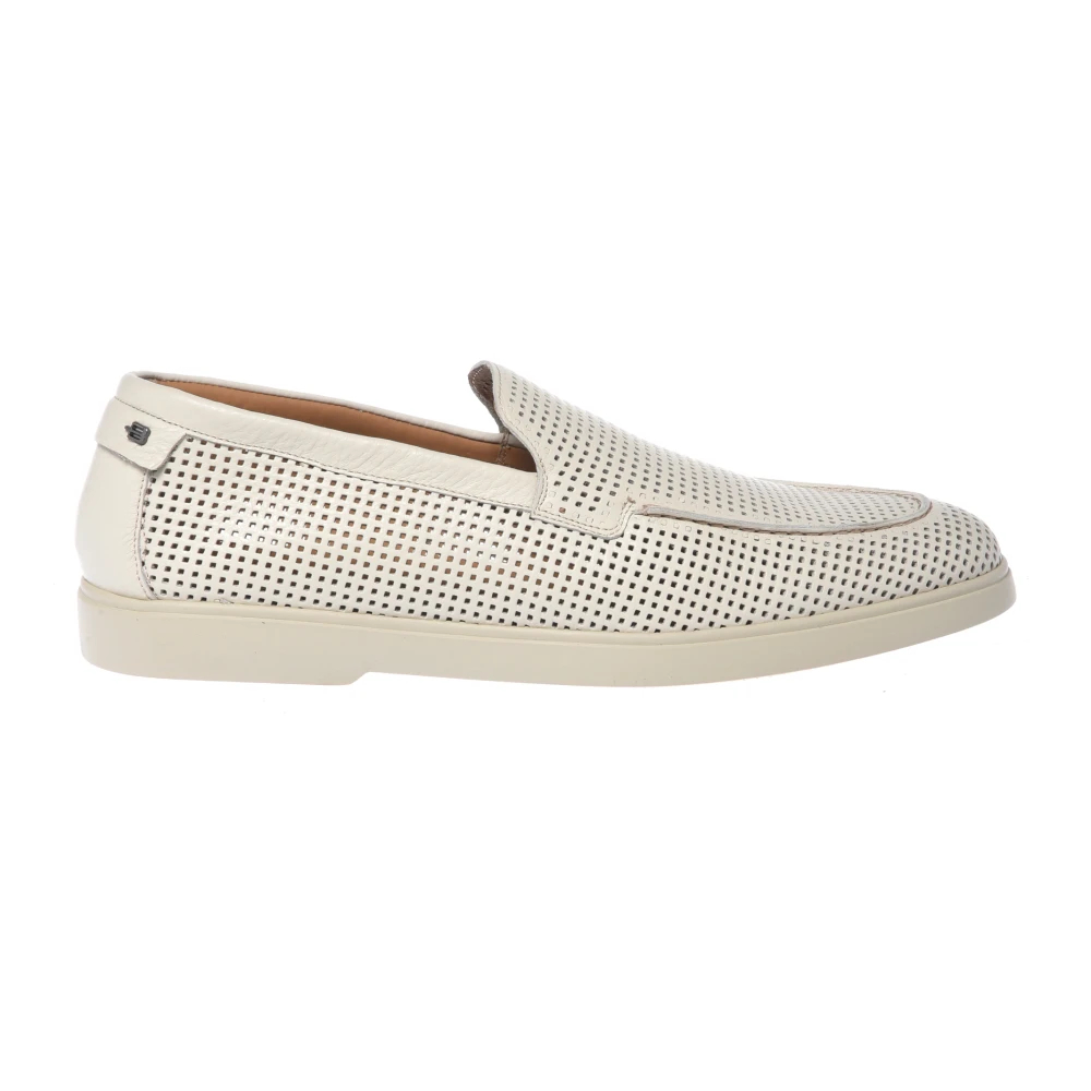 Baldinini Herren Beige - Perforated Tumbled Leather Loafer - Shoes - 41 Eu