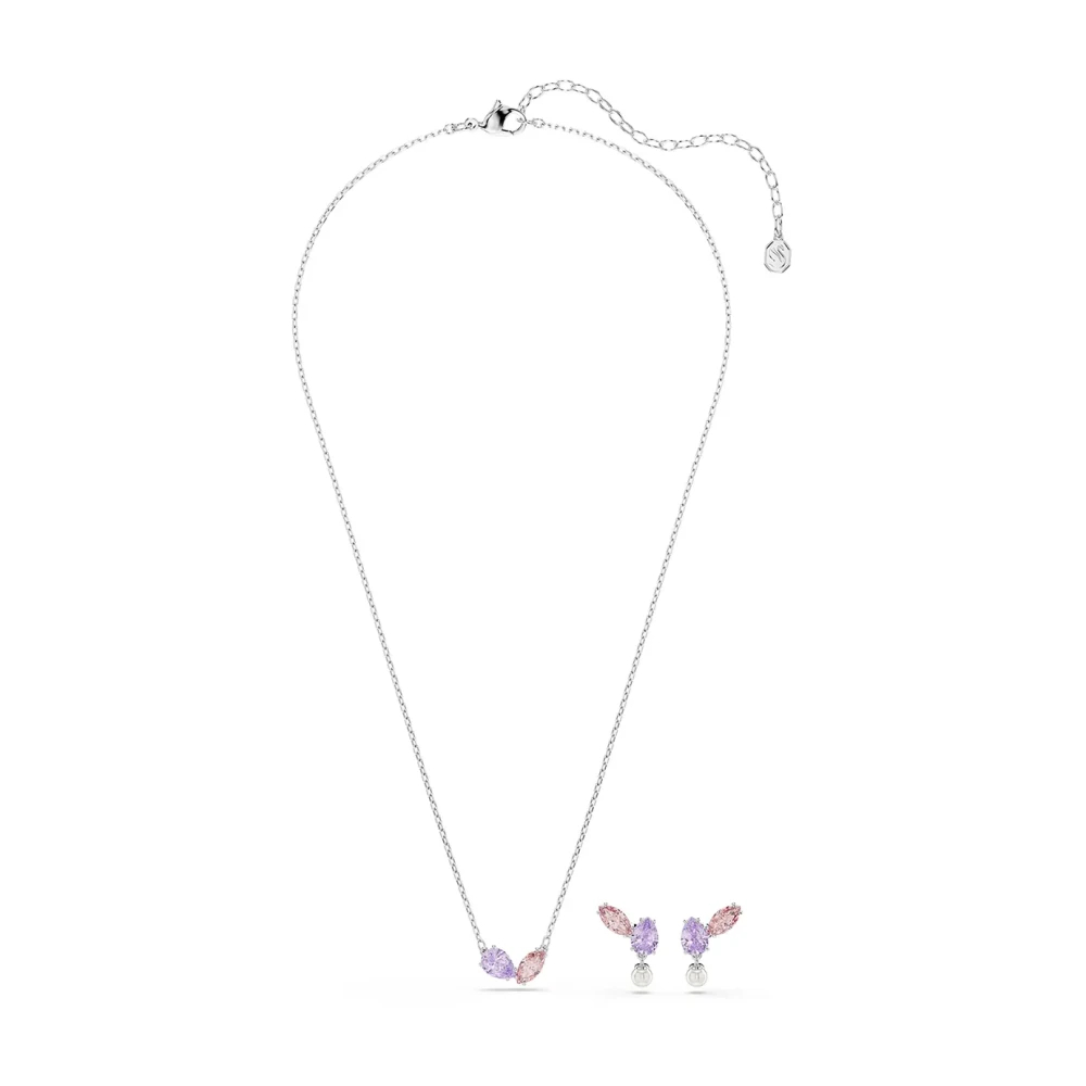 Swarovski Lila X Ariana Grande Rhodinierte Halskette Und Ohrring Im Set Mit Mehrfarbigem Libellendesign - Image 4