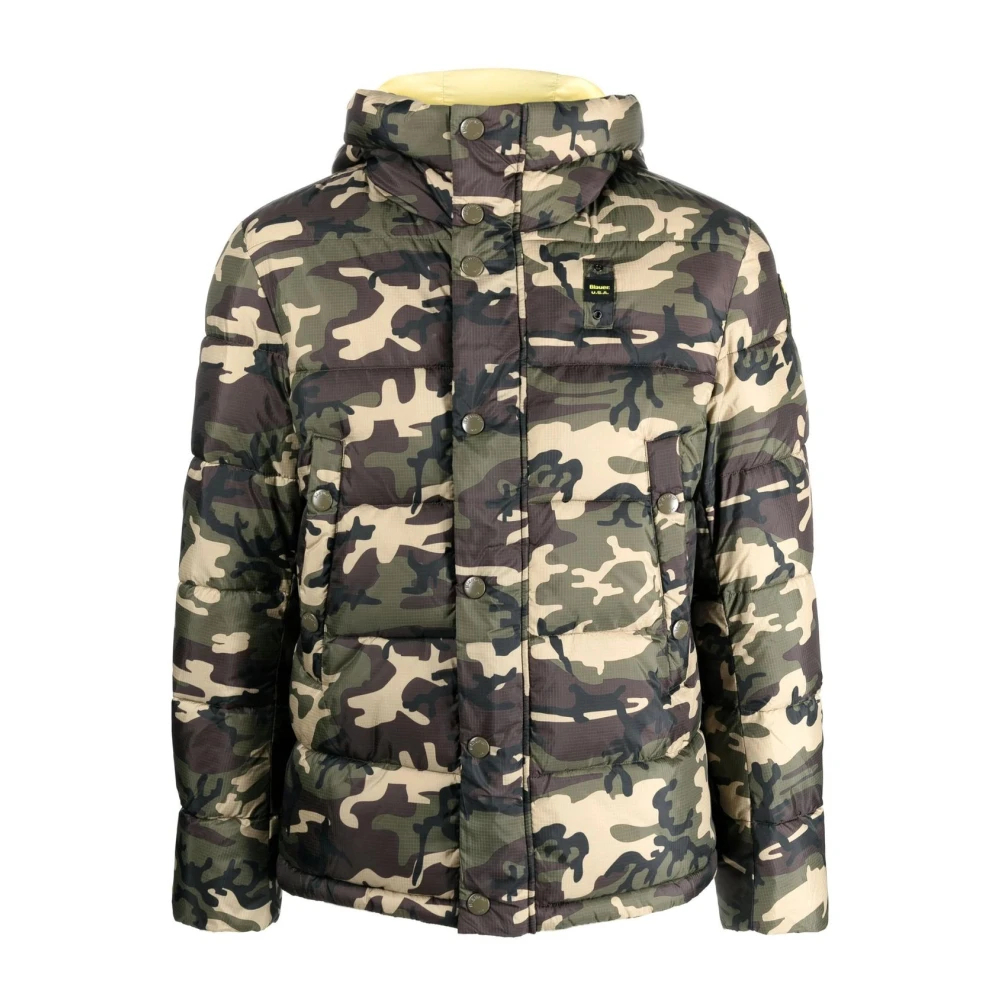 Blauer Herren Multicolor - Kurze Grüne Steppjacke - Jackets - Mehrfarbig - M