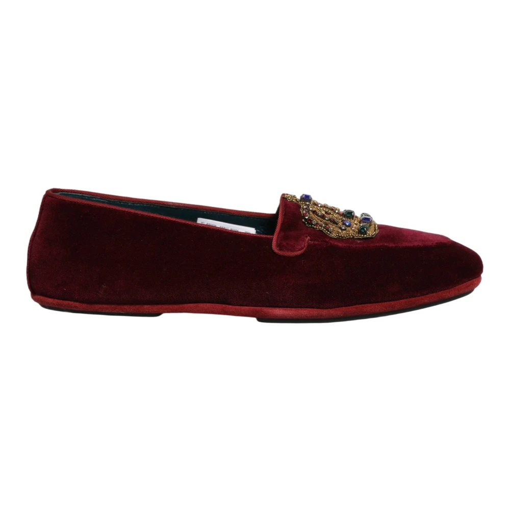 Dolce & Gabbana Herren Rot - Velvet Crown Loafers - Shoes - 43 Eu