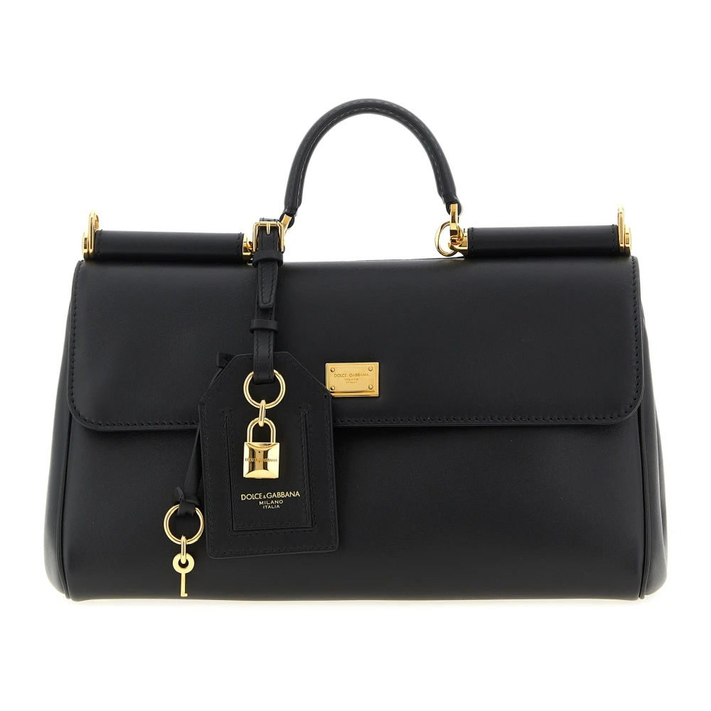 Dolce & Gabbana Damen Schwarz My Sicily Medium Plongé Leather Bag - Image 3