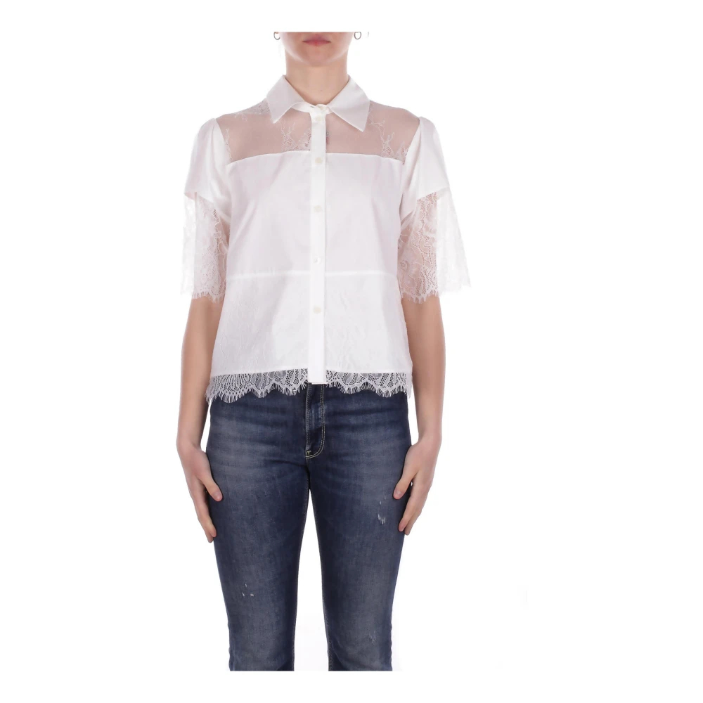 Blugirl Damen Weiß - Lace-Detail Shirt - Blouses & Shirts - S