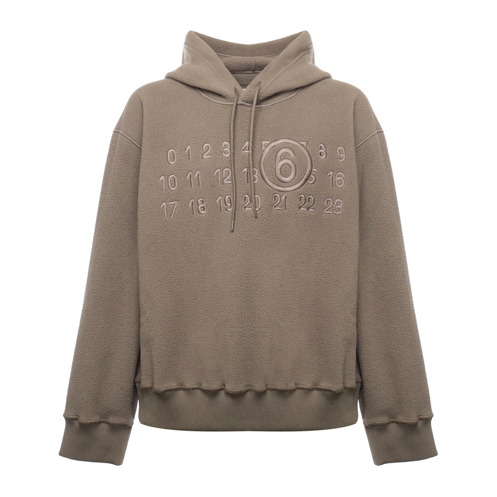 Mm6 Maison Margiela - Numbers-Embroidered Fleece Hoodie - Sweatshirts & Hoodies - Herren - Beige - L