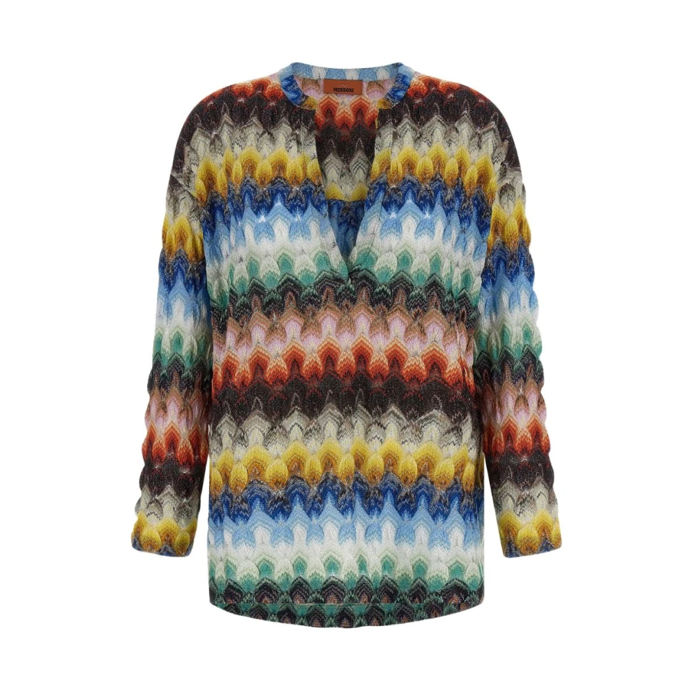 Missoni Damen Multicolor - V-Neck Strickware - Knitwear - Mehrfarbig -L