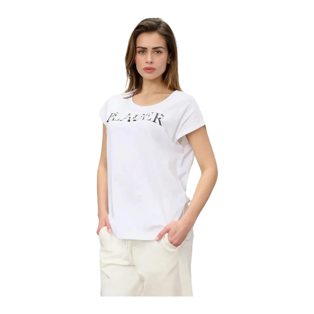 Blauer Damen Weiß - Cotton T-Shirt - Tops - M