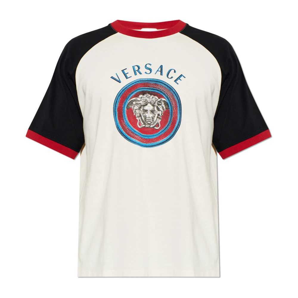 Versace Herren Beige - Bedrucktes T-Shirt - Tops - M