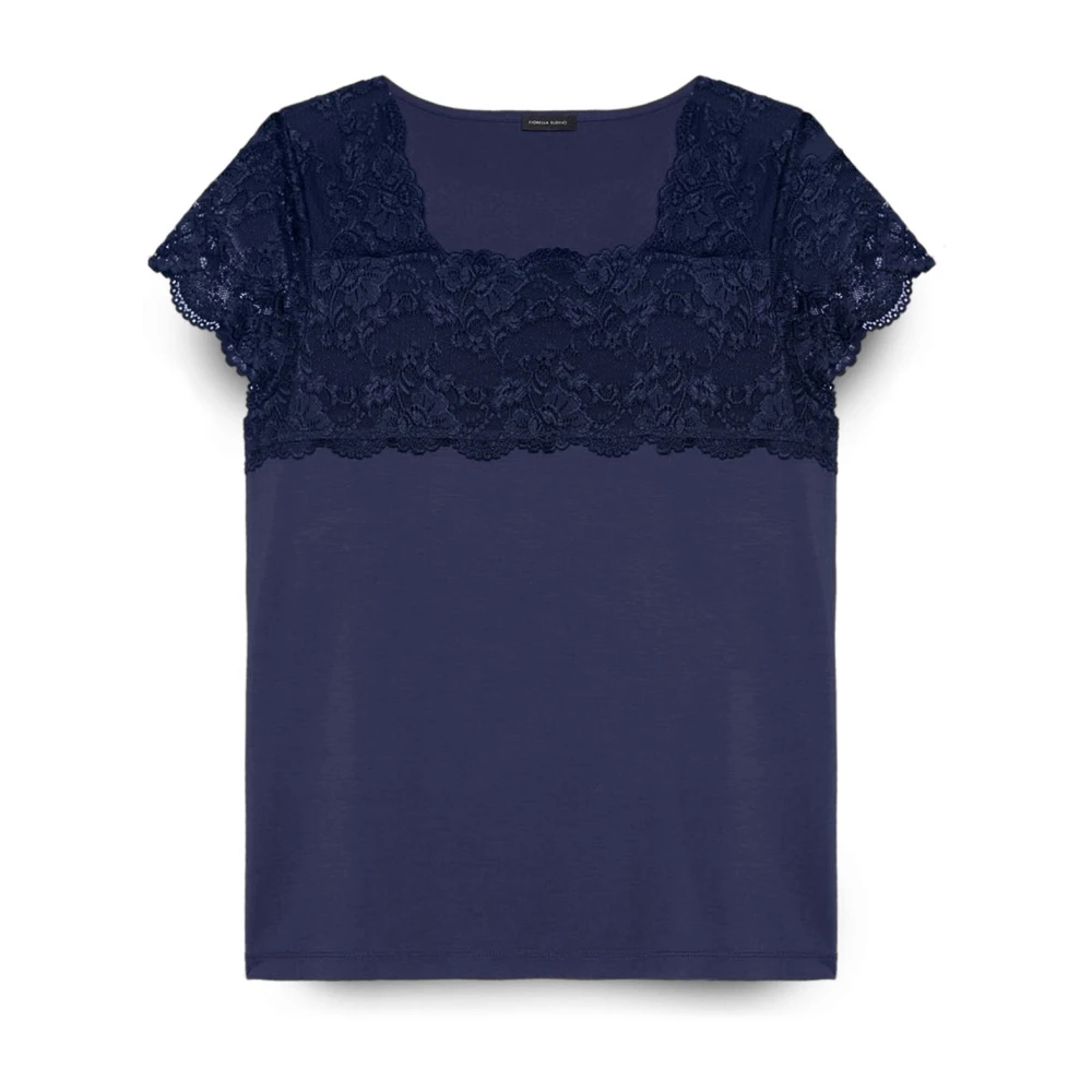 Fiorella Rubino Damen Blau - Jersey-T-Shirt Mit Spitzeneinsatz - Blouses & Shirts - Xs