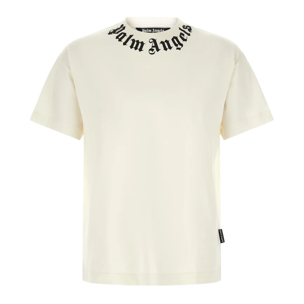 Palm Angels Herren Weiß - Neck Logo T-Shirt - Tops - 2XS