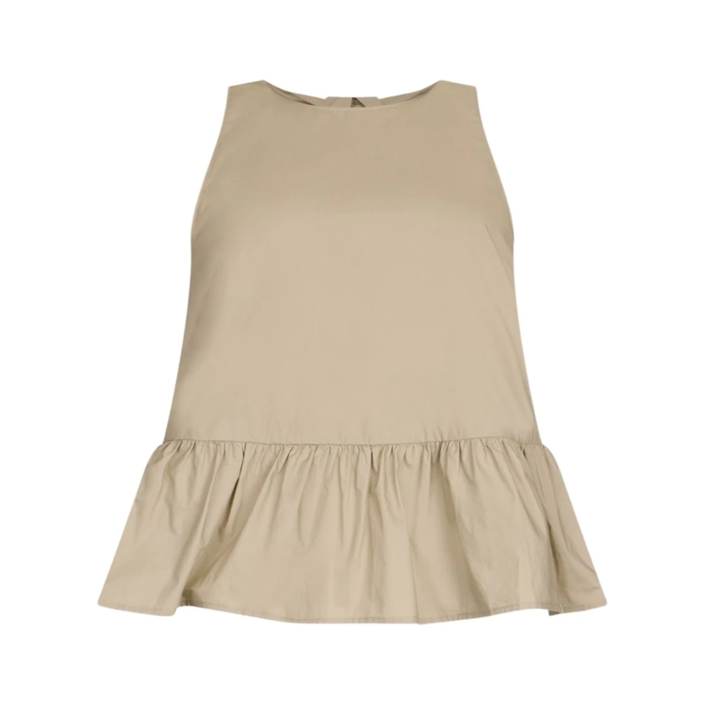 Liu Jo Damen Beige - Poplin-Top Mit Schleife - Blouses & Shirts - M