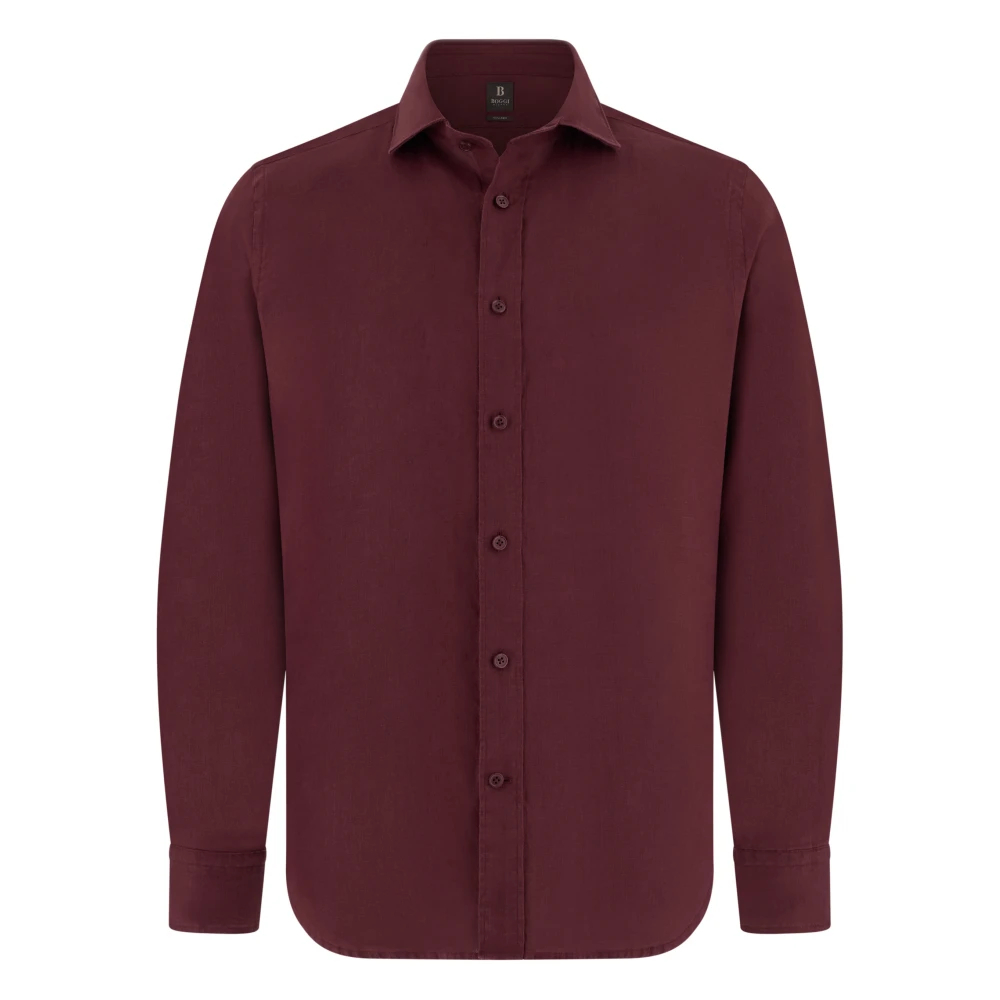 Boggi Milano Herren Rot - Regular Fit Leinenhemd - Shirts - M