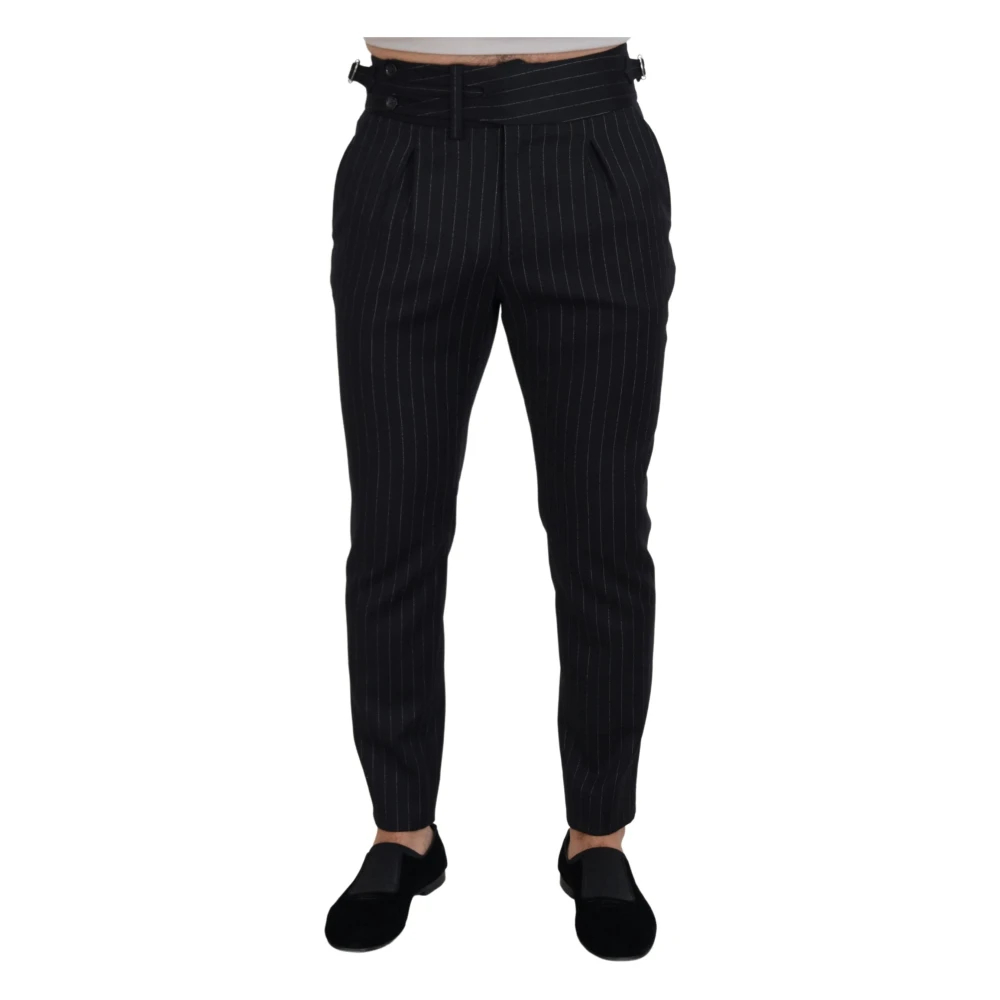 Dolce & Gabbana Herren Schwarz - Gestreifte Woll-Chino-Hose - Trousers - K - M