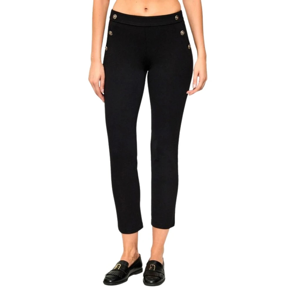 Liu Jo Damen Schwarz - Skinny Hosen With Buttons - Trousers - K -S