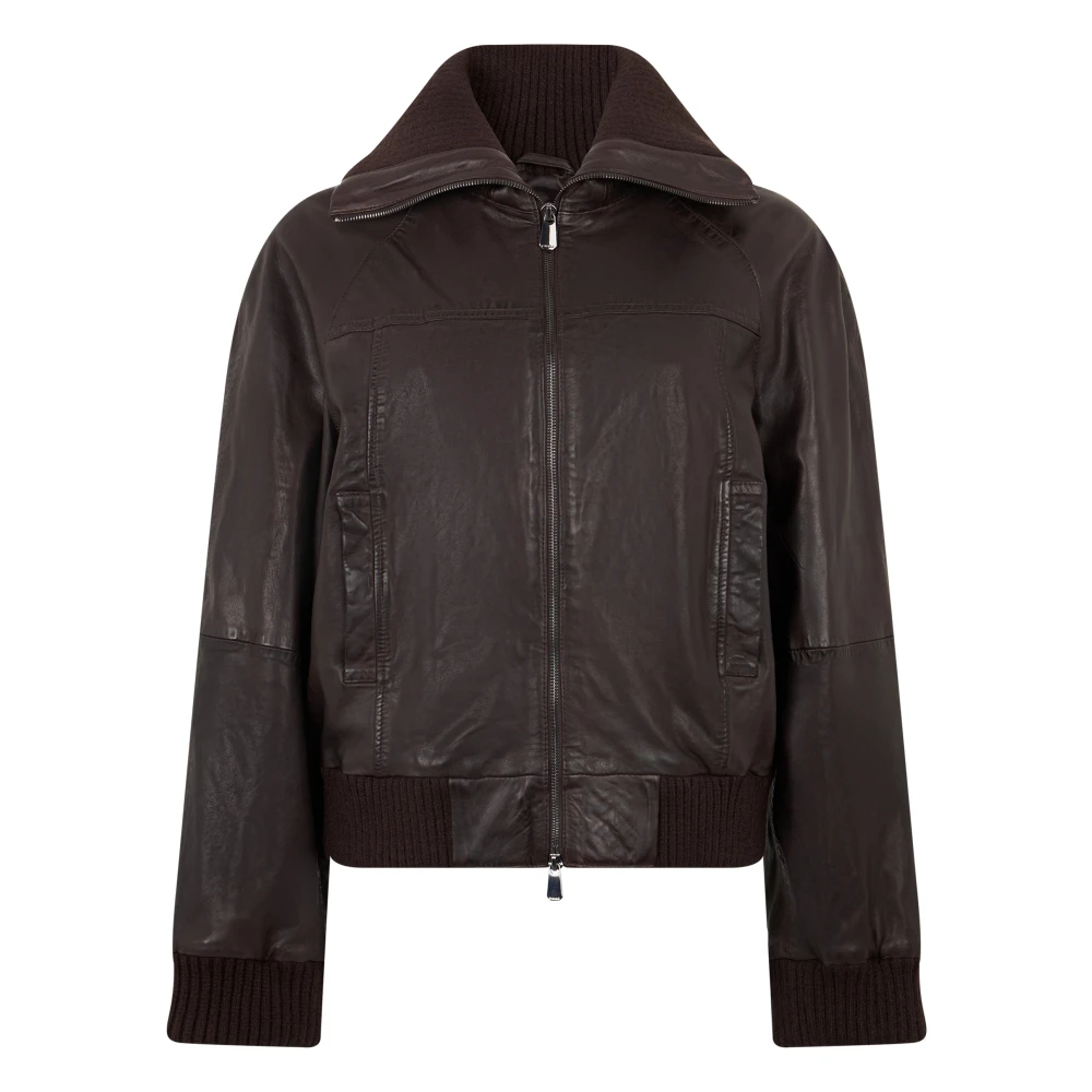 Pinko - Lederjacke Mit Strick-Einsätzen - Jackets - Damen - Braun - Xs