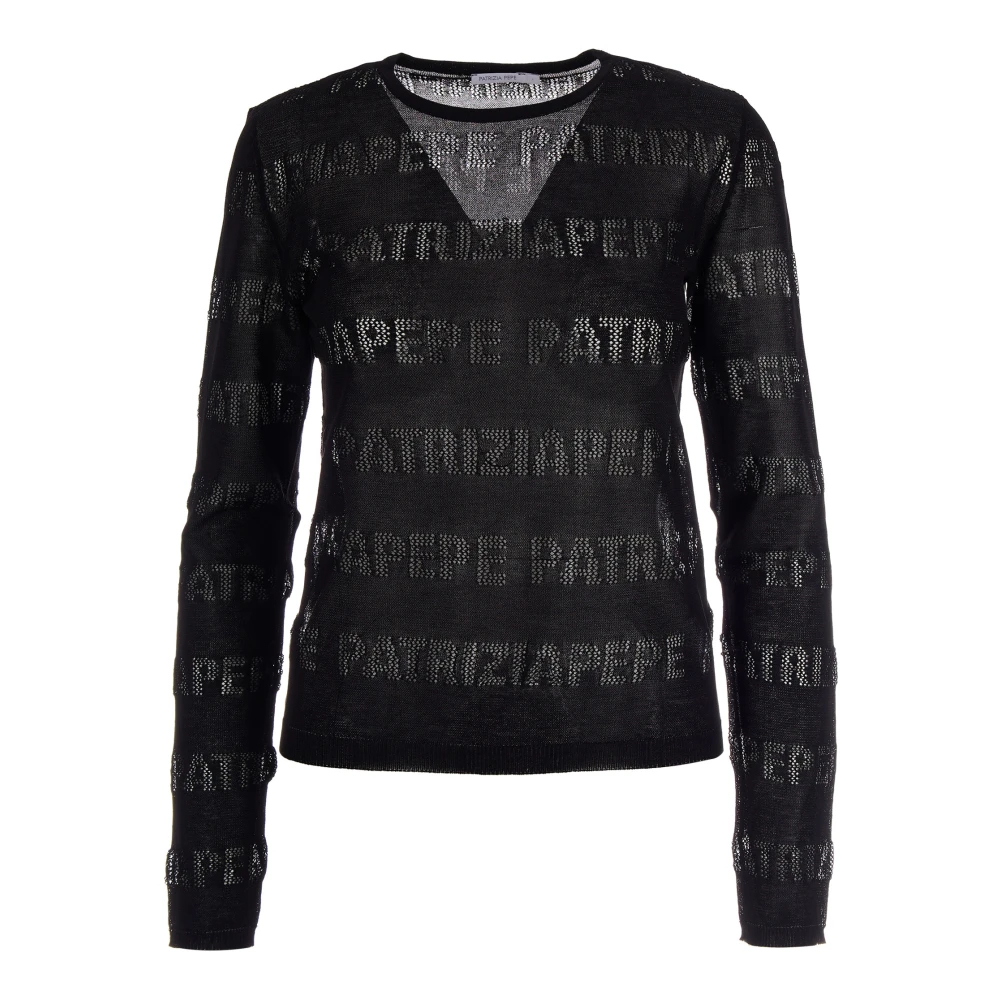 Patrizia Pepe Damen Schwarz - Round-Neck Strickwaren - Knitwear - K - Xs