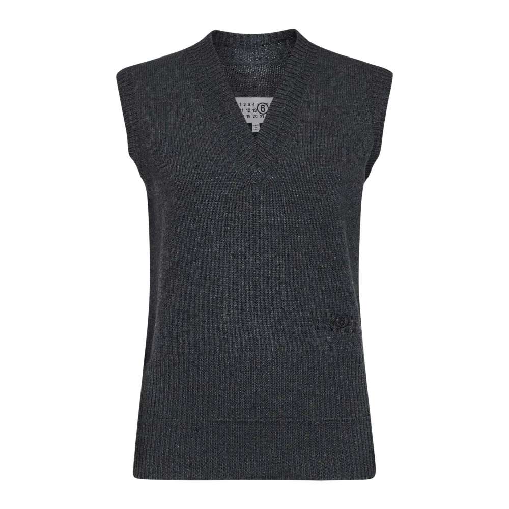 MM6 | Dark grey melange logo wool blend knit vest | female | M - Bild 3