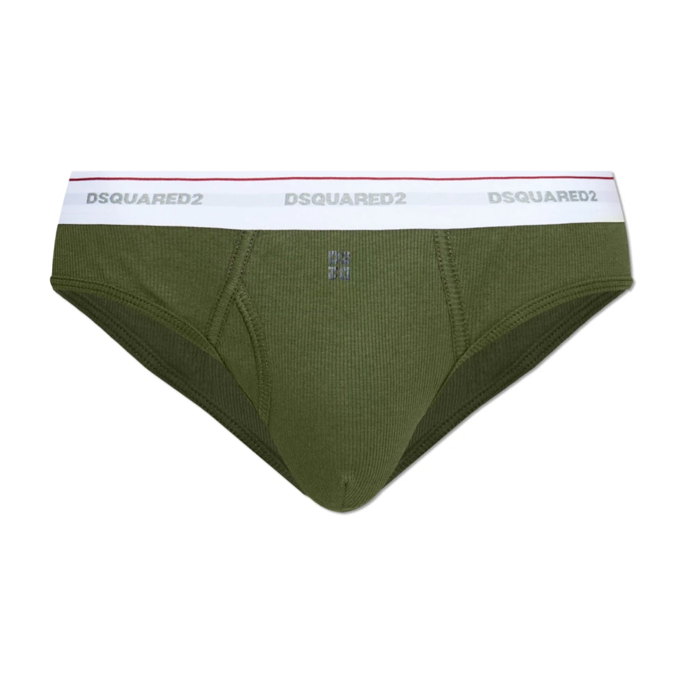 Dsquared2 Herren Grün - Gerippte Slips Mit Logo - Underwear - Xl