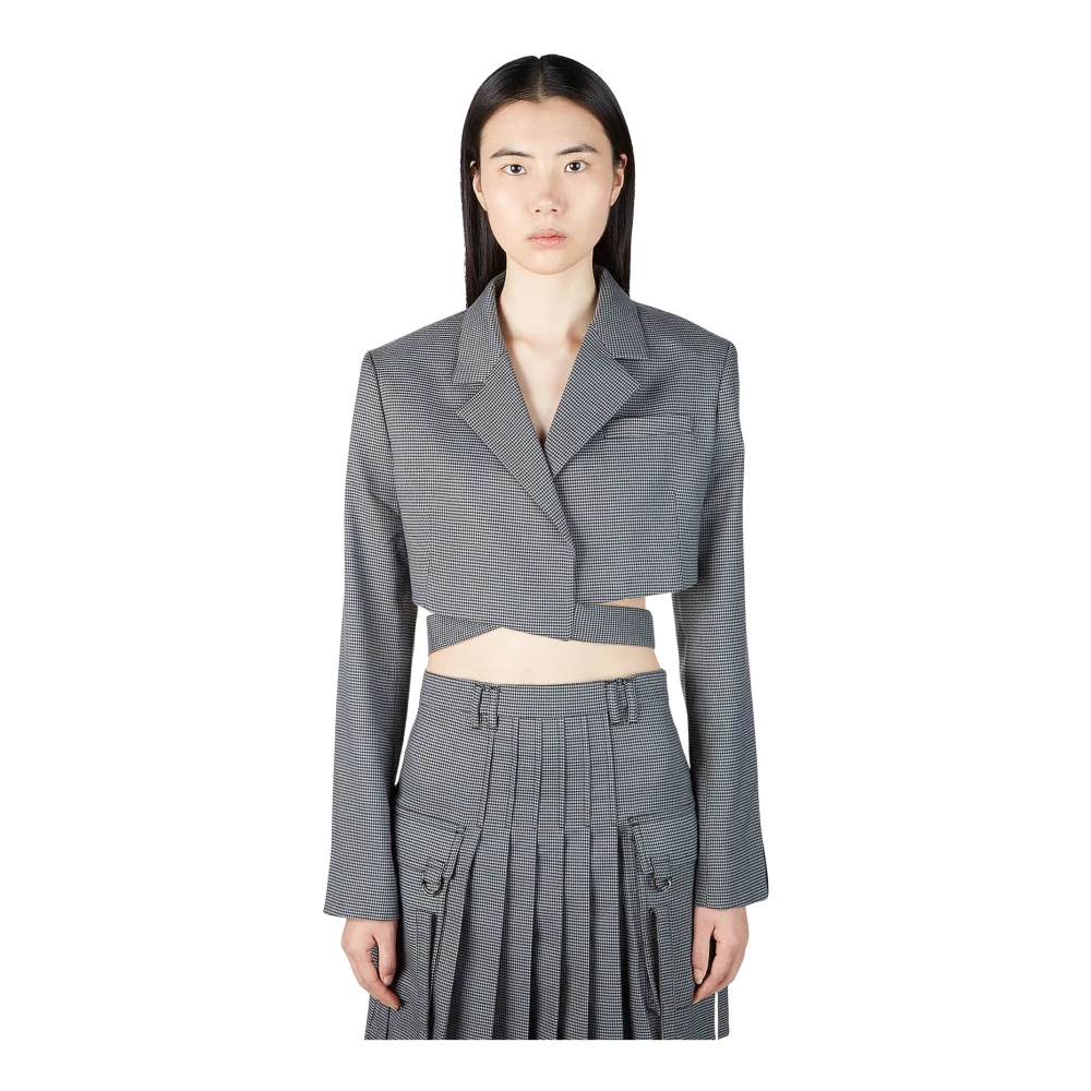 Rokh Damen Grau - Houndstooth Cropped Blazer - Jackets - S