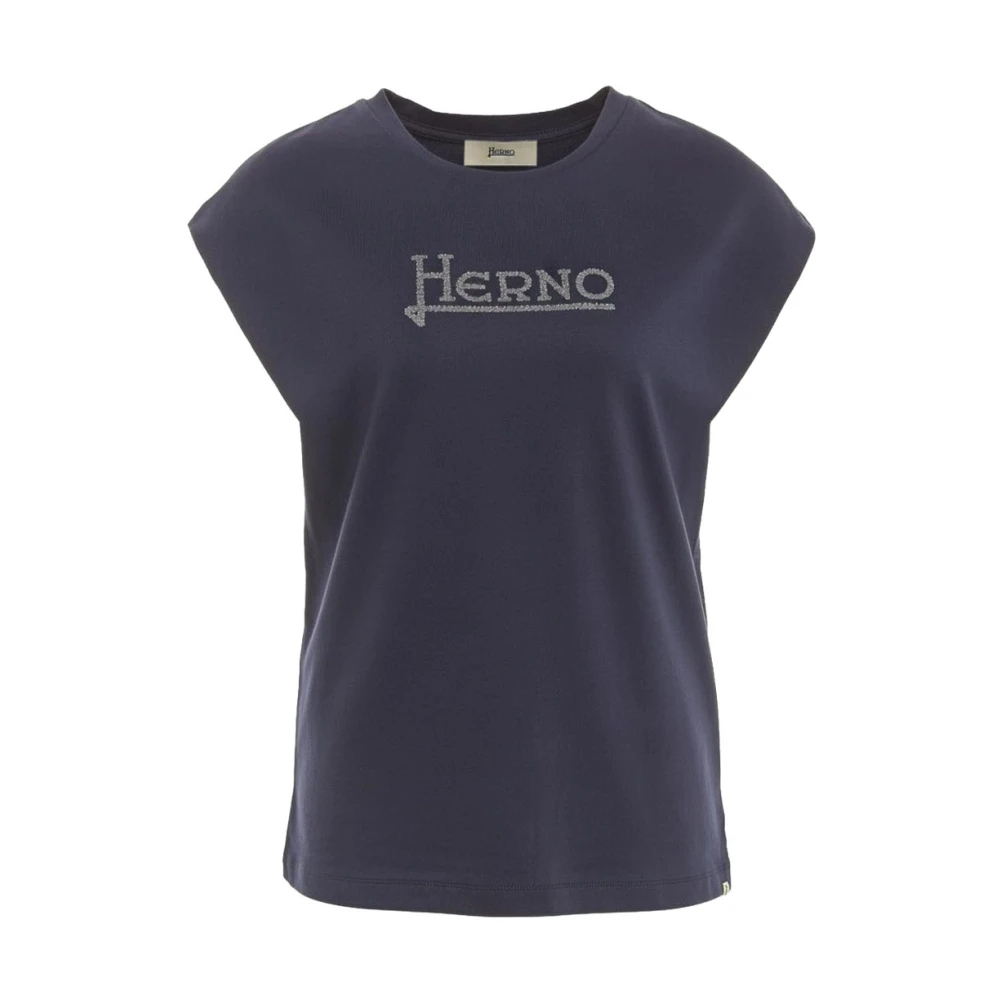 Herno Damen Blau - T-Shirt Mit Strasssteinen - Tops - S