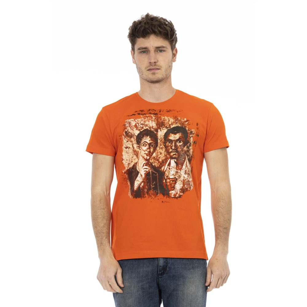 Trussardi - Kurzarm Rundhals T-Shirt - Tops -Herren -Orange -2Xl