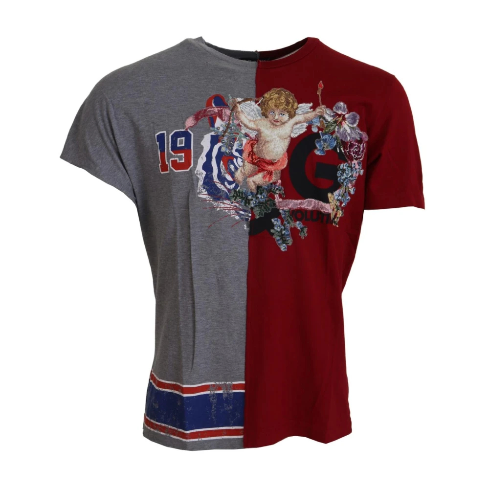 Dolce & Gabbana Herren Multicolor - Blumenengel Kurzarm T-Shirt - Tops - Mehrfarbig - M