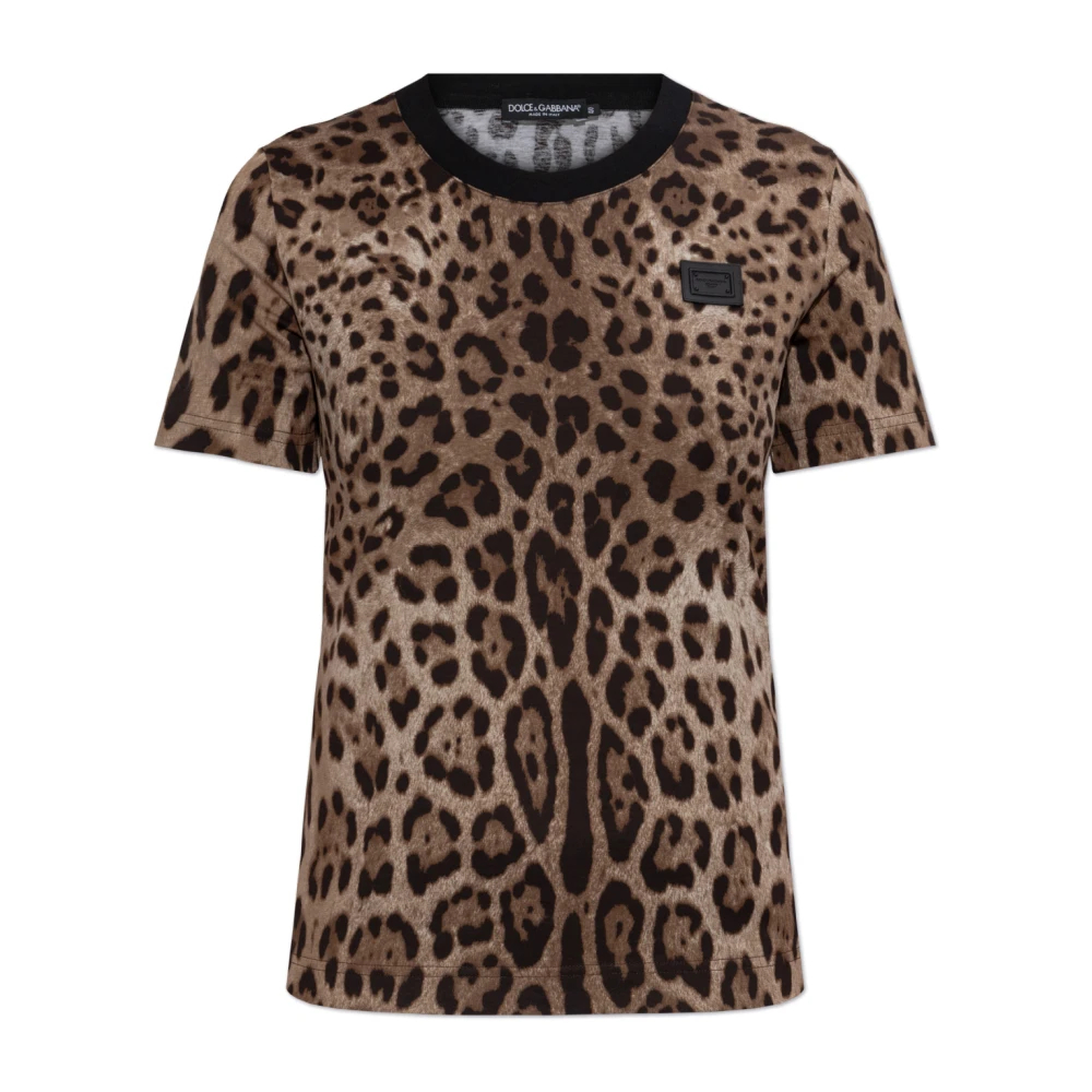 Dolce & Gabbana Damen Braun - T-Shirt Mit Tierdruck - Tops - Xs