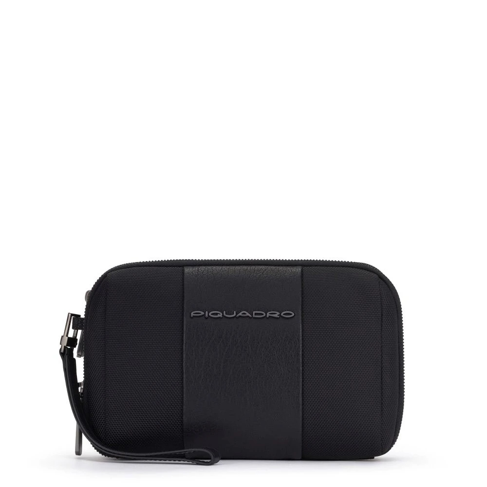 Piquadro Herren Schwarz - Pochette Tasche Aus Stoff - Bags - K - One Size