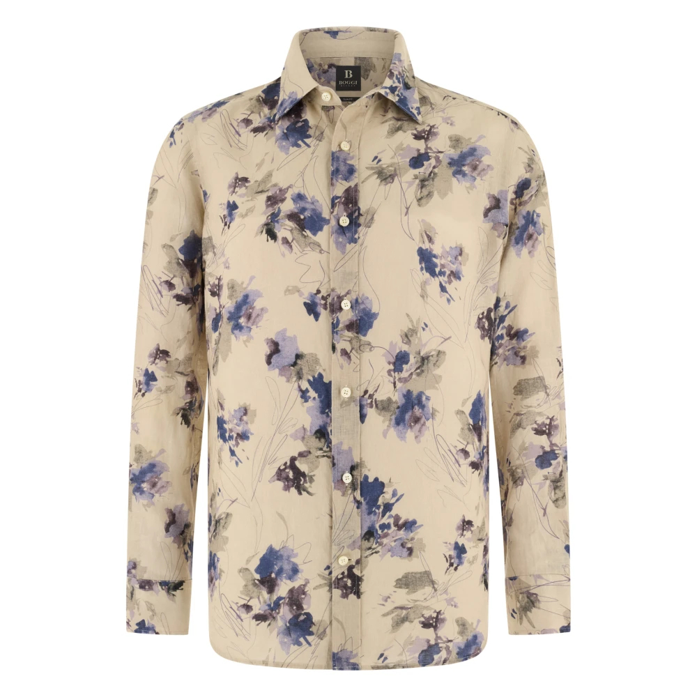 Boggi Milano Herren Beige - Regular Fit Leinenhemd - Shirts - S