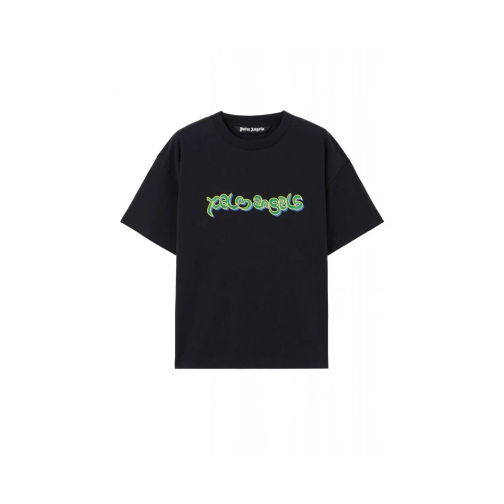 Palm Angels Herren Schwarz - Neck Logo T-Shirt - Tops - K -M